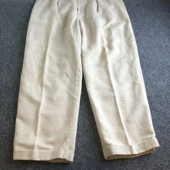 Dockers Pants Mens 40x30 Khaki Vintage No Wrinkle Linen Blend Pleated High Waist - Picture 2 of 14